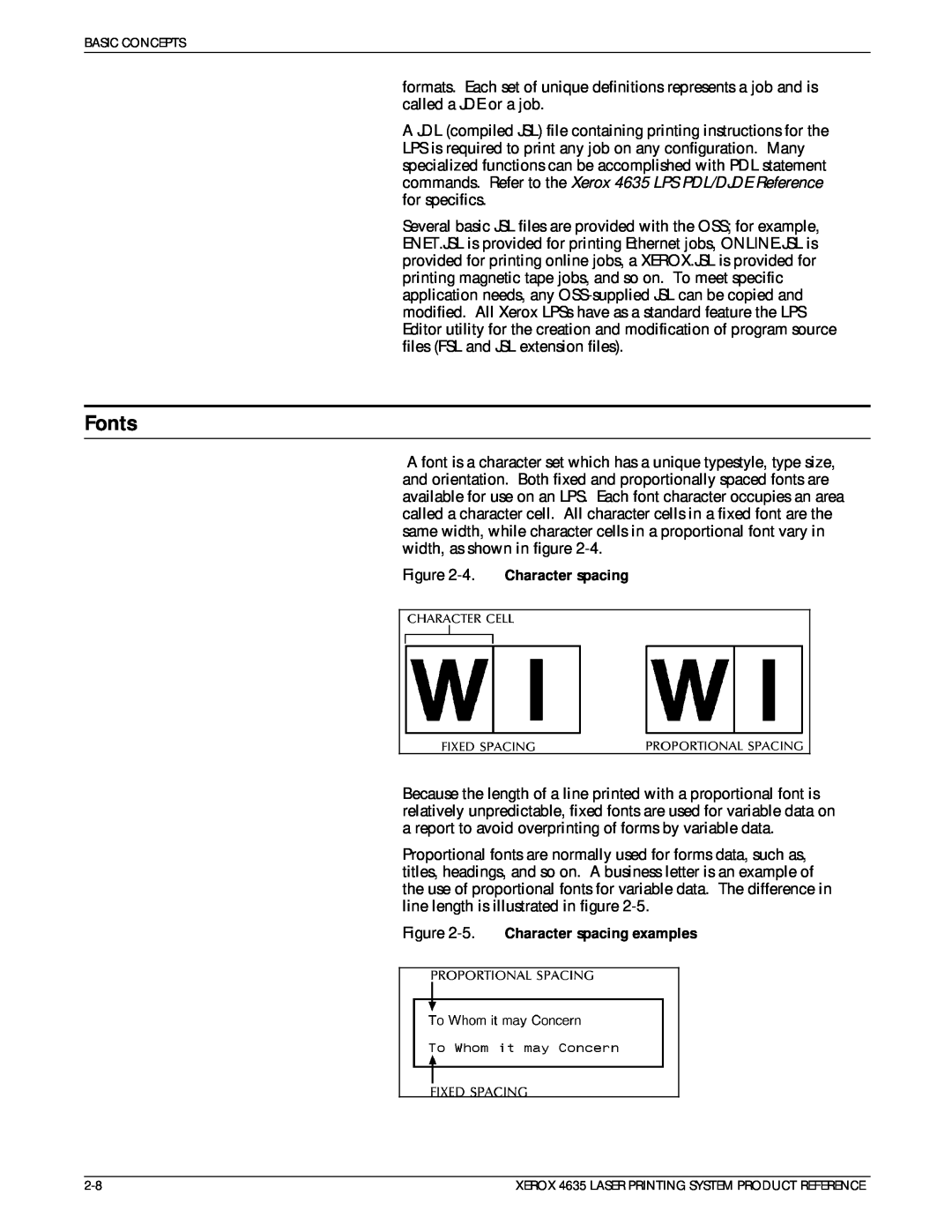 Xerox 721P83071 manual Fonts, 4. Character spacing, 5. Character spacing examples 