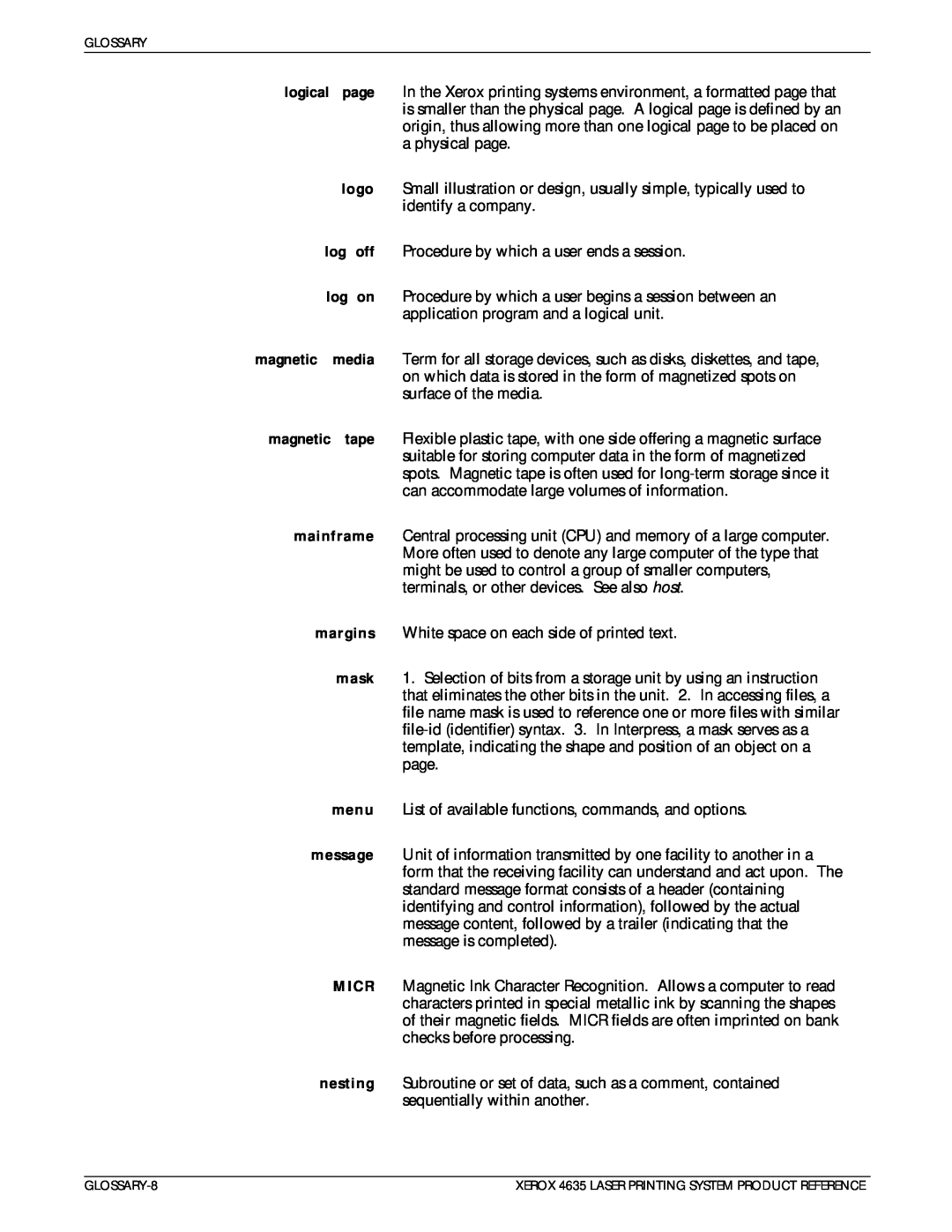 Xerox 721P83071 manual In the Xerox printing systems environment, a formatted page that 