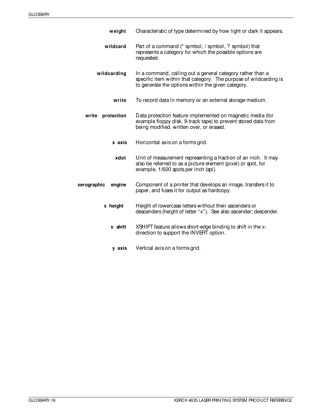 Xerox 721P83071 manual Wildcarding, Write protection, Axis, Xdot 