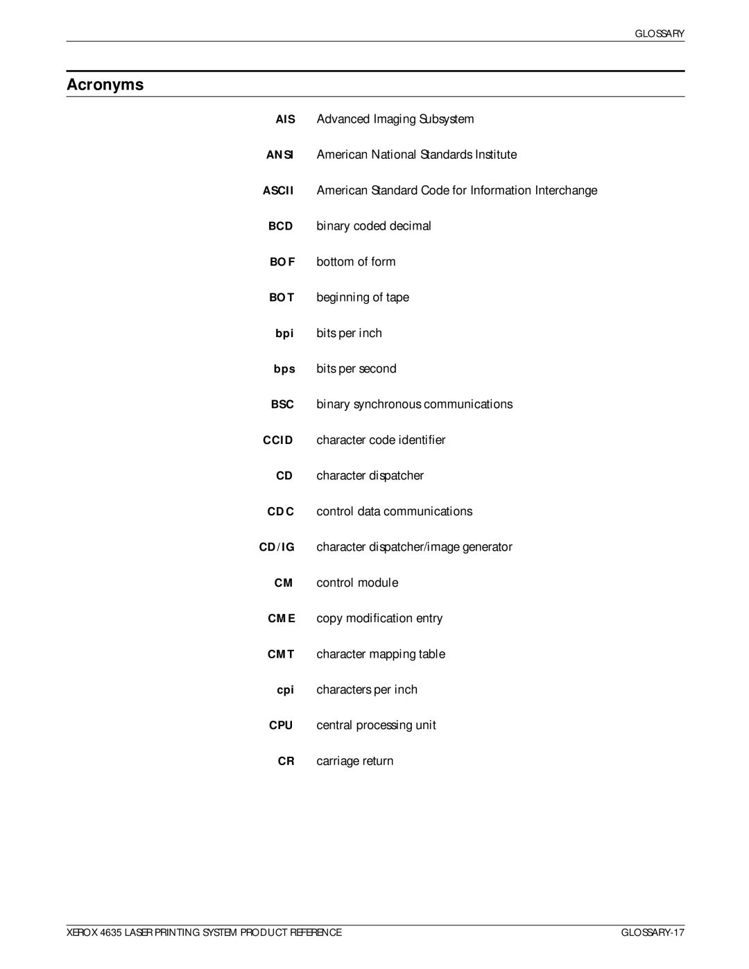 Xerox 721P83071 manual Acronyms 