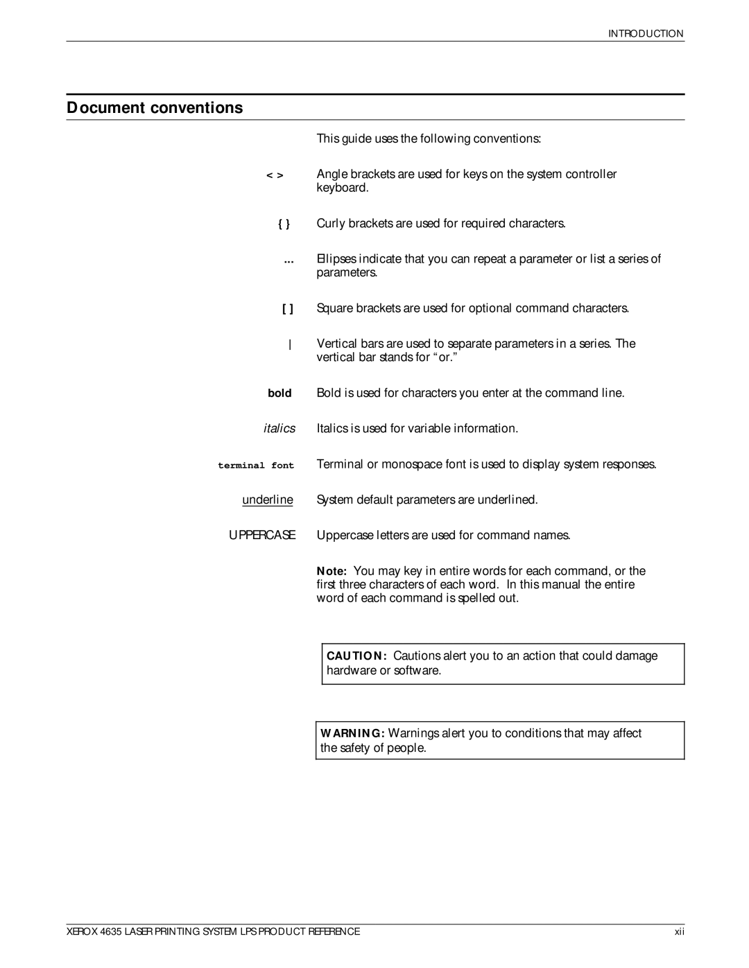 Xerox 721P83071 manual Document conventions, Bold 