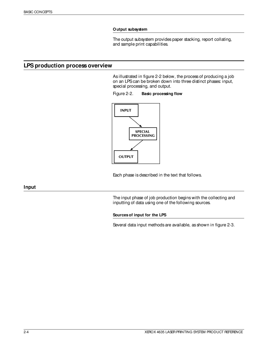 Xerox 721P83071 manual LPS production process overview, Input, Output subsystem, Sources of input for the LPS 