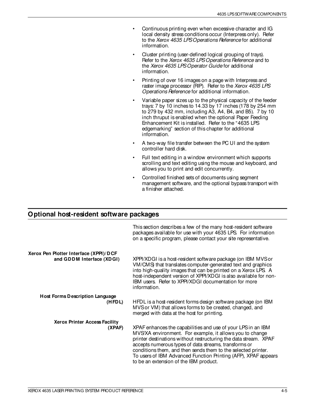 Xerox 721P83071 manual Optional host-resident software packages, Xerox Pen Plotter Interface XPPI/DCF 