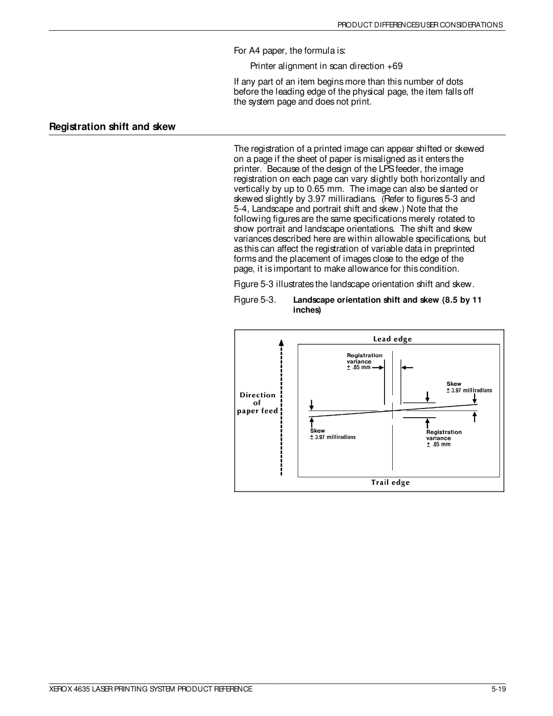 Xerox 721P83071 manual Registration shift and skew, Landscape orientation shift and skew 8.5 by 11 inches 