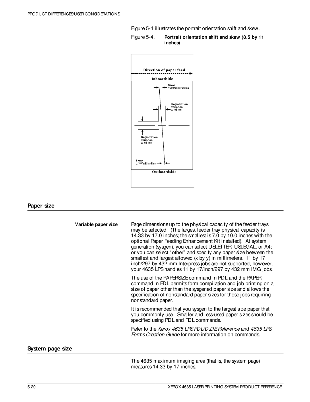 Xerox 721P83071 manual Paper size, System page size 