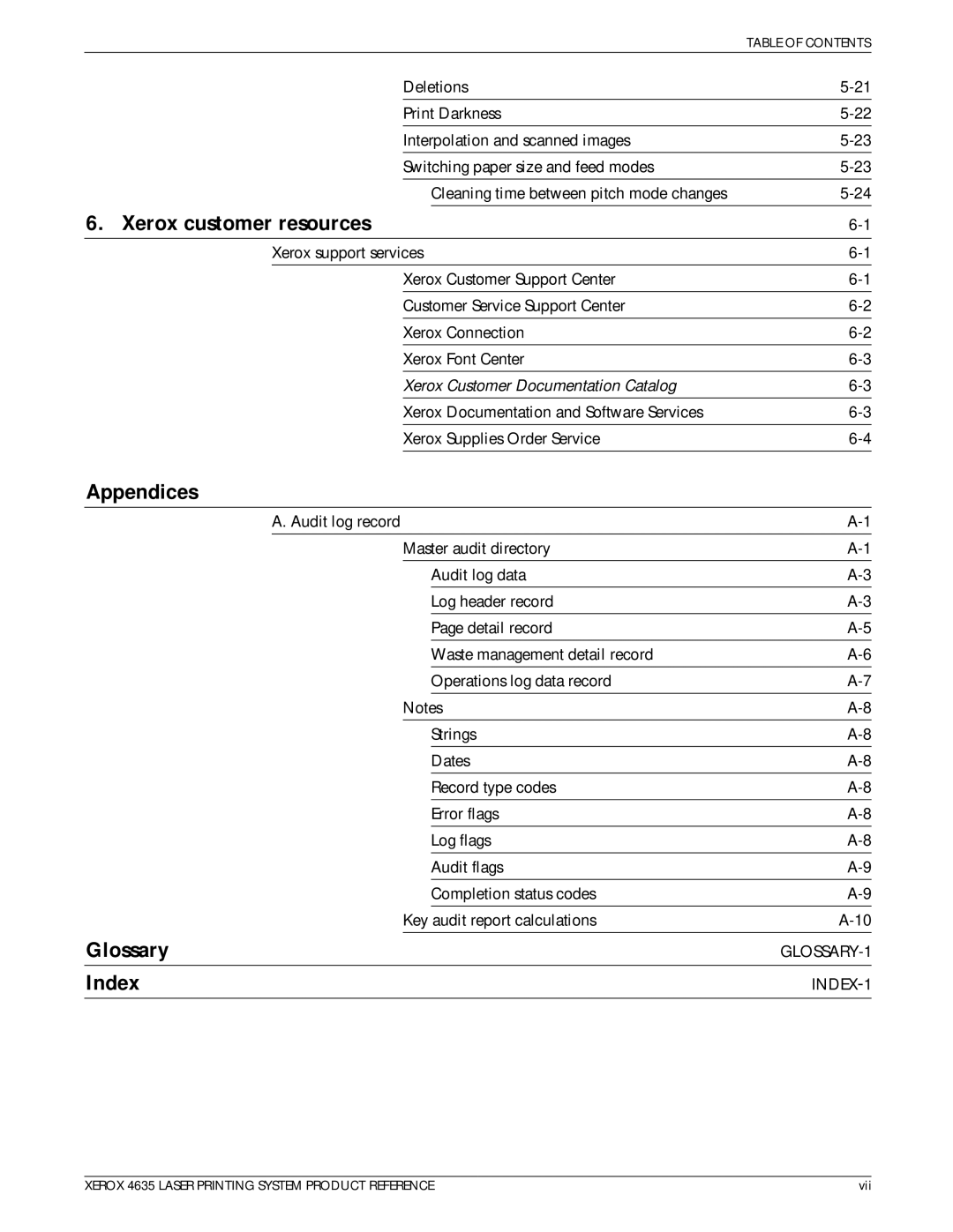 Xerox 721P83071 manual Xerox customer resources, Appendices, Glossary, Index 