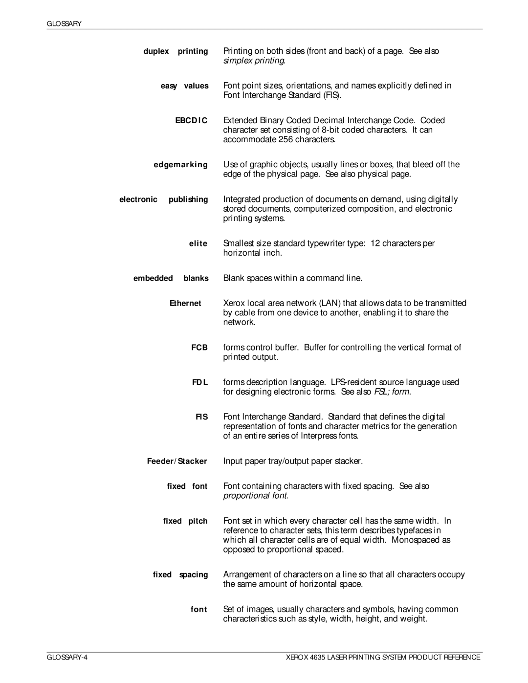 Xerox 721P83071 manual Ebcdic, Fcb, Fdl, Fis 