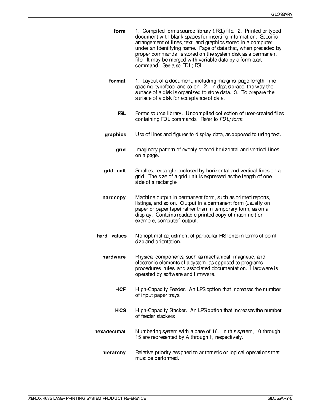 Xerox 721P83071 manual Fsl, Hcf, Hcs 