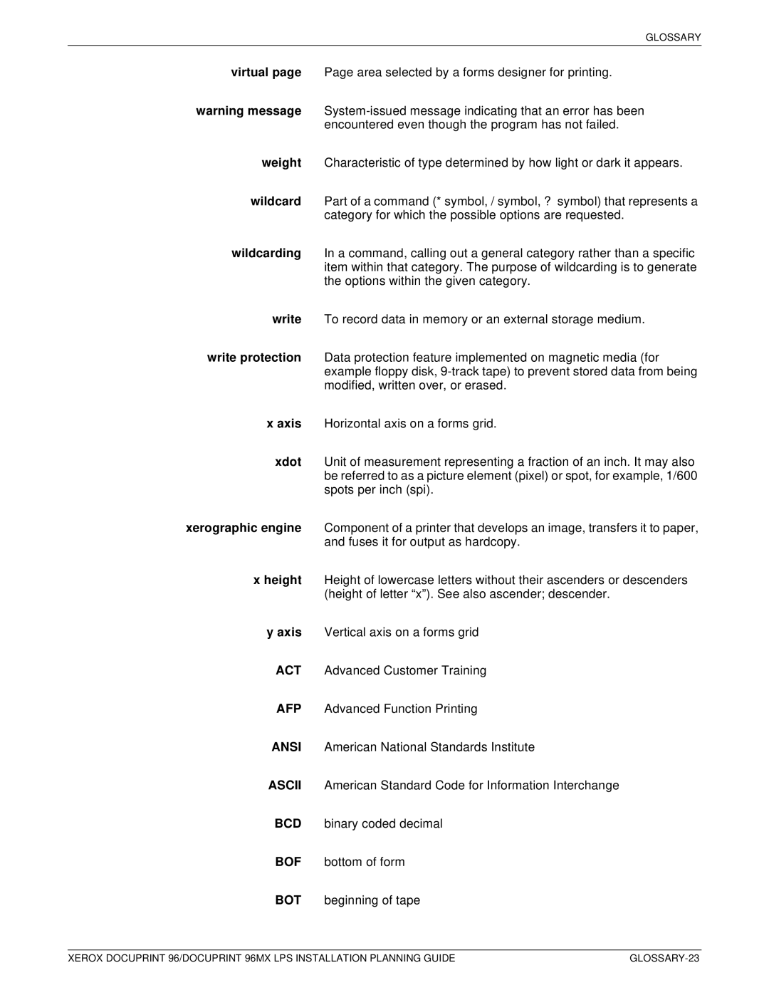 Xerox 721P85600 manual GLOSSARY-23 