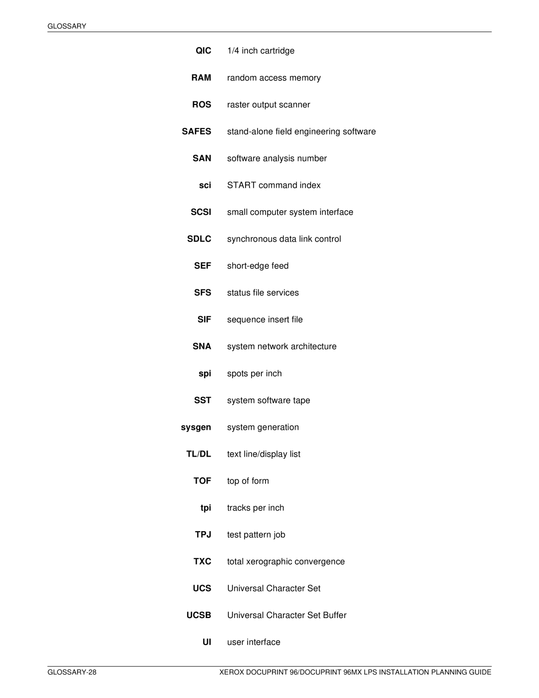 Xerox 721P85600 manual Glossary 