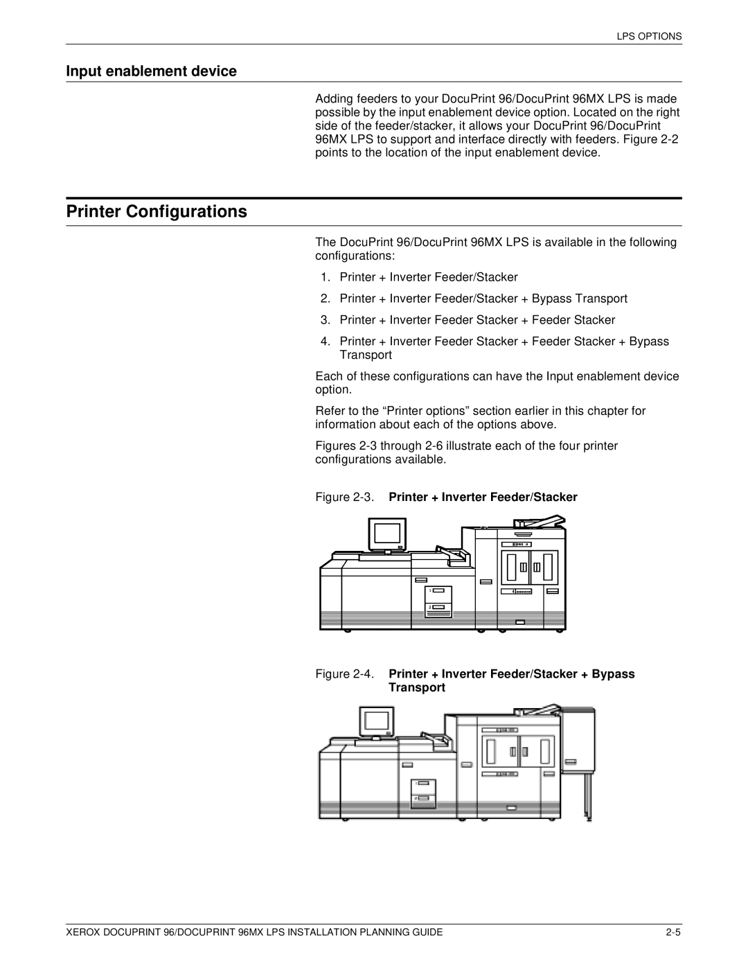 Xerox 721P85600 manual Printer Configurations, Input enablement device 