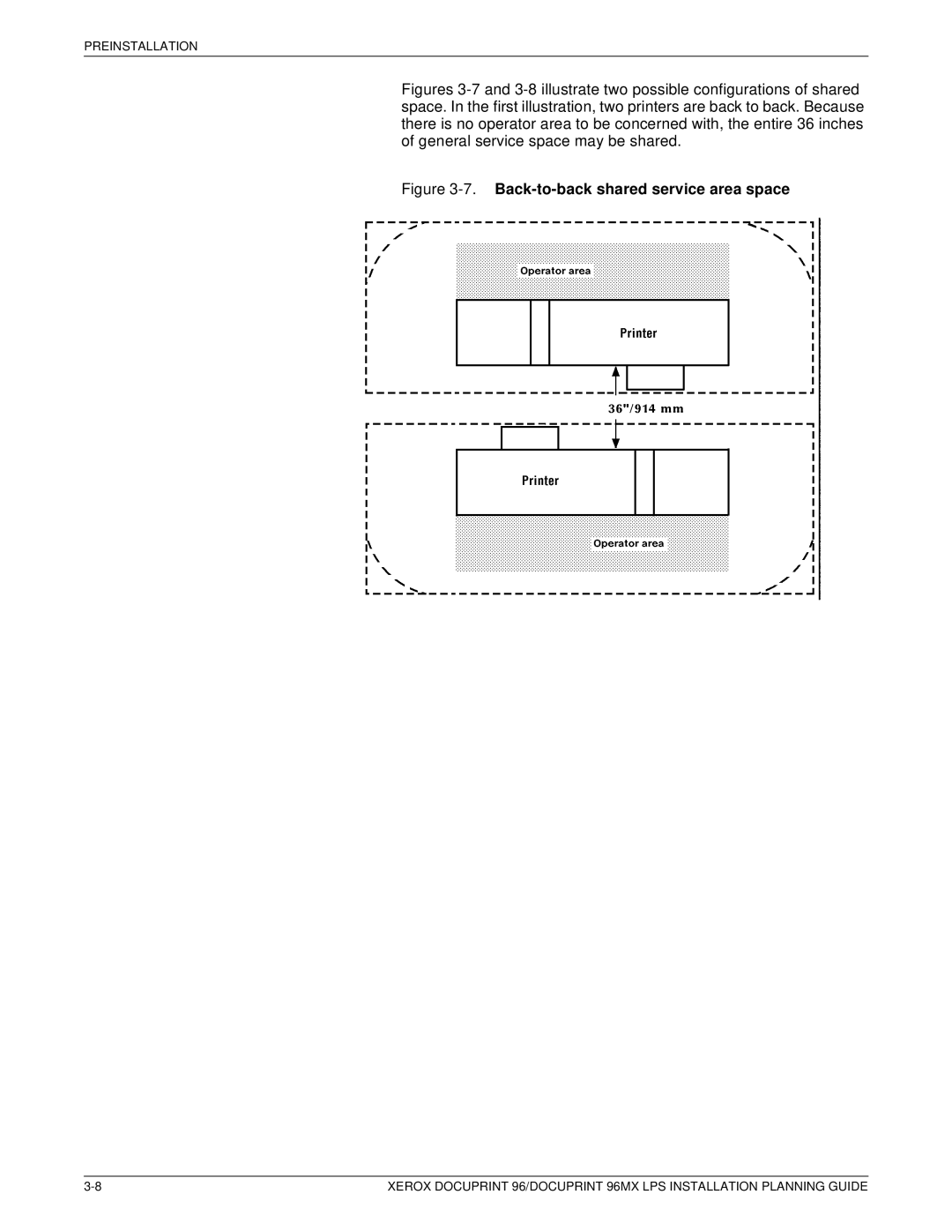 Xerox 721P85600 manual Back-to-back shared service area space 