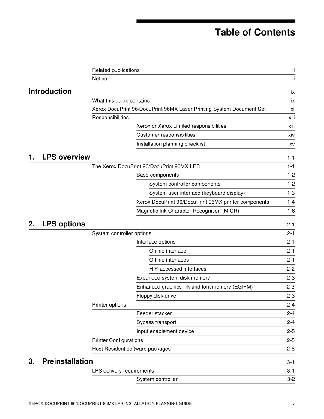 Xerox 721P85600 manual Table of Contents 