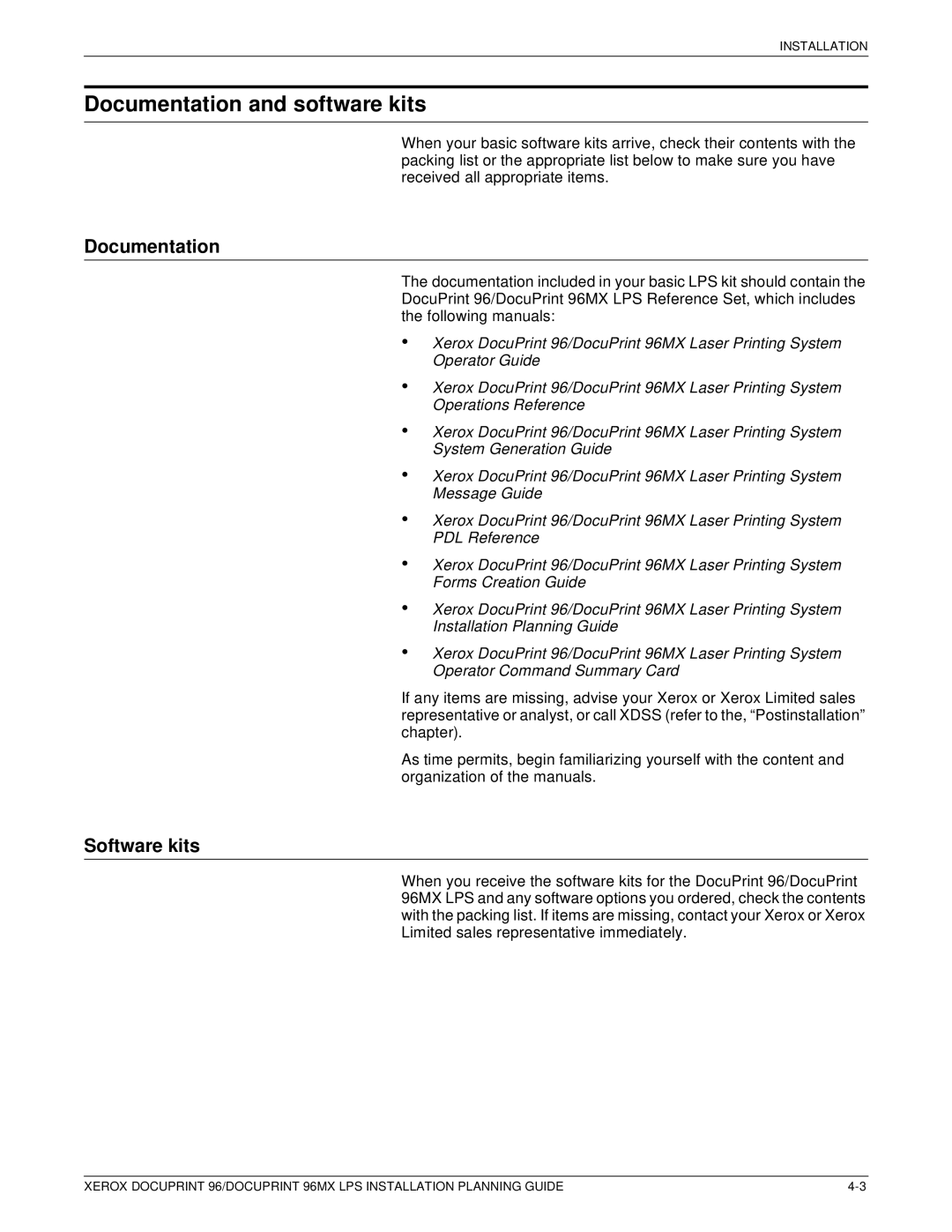 Xerox 721P85600 manual Documentation and software kits, Software kits 