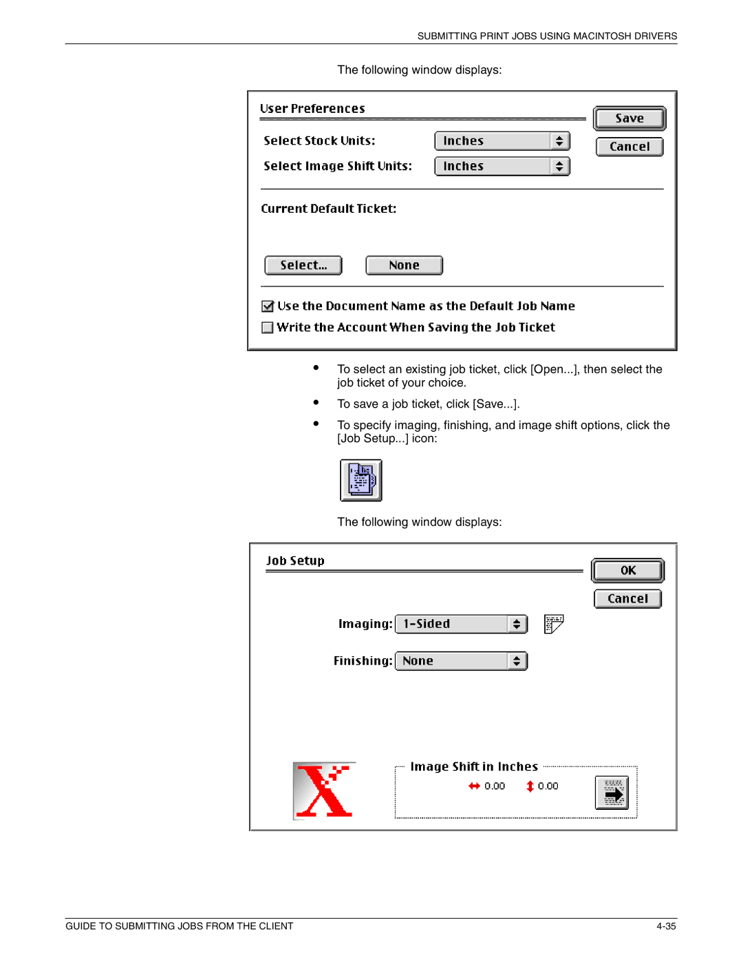 Xerox 721P87481 manual Submitting Print Jobs Using Macintosh Drivers 