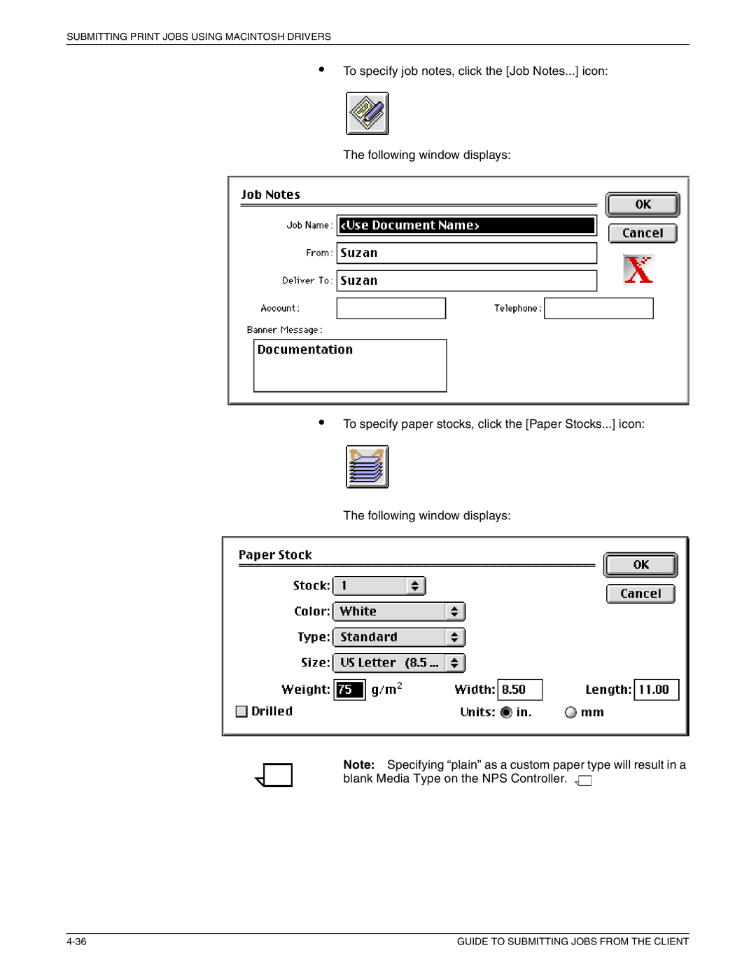 Xerox 721P87481 manual Submitting Print Jobs Using Macintosh Drivers 