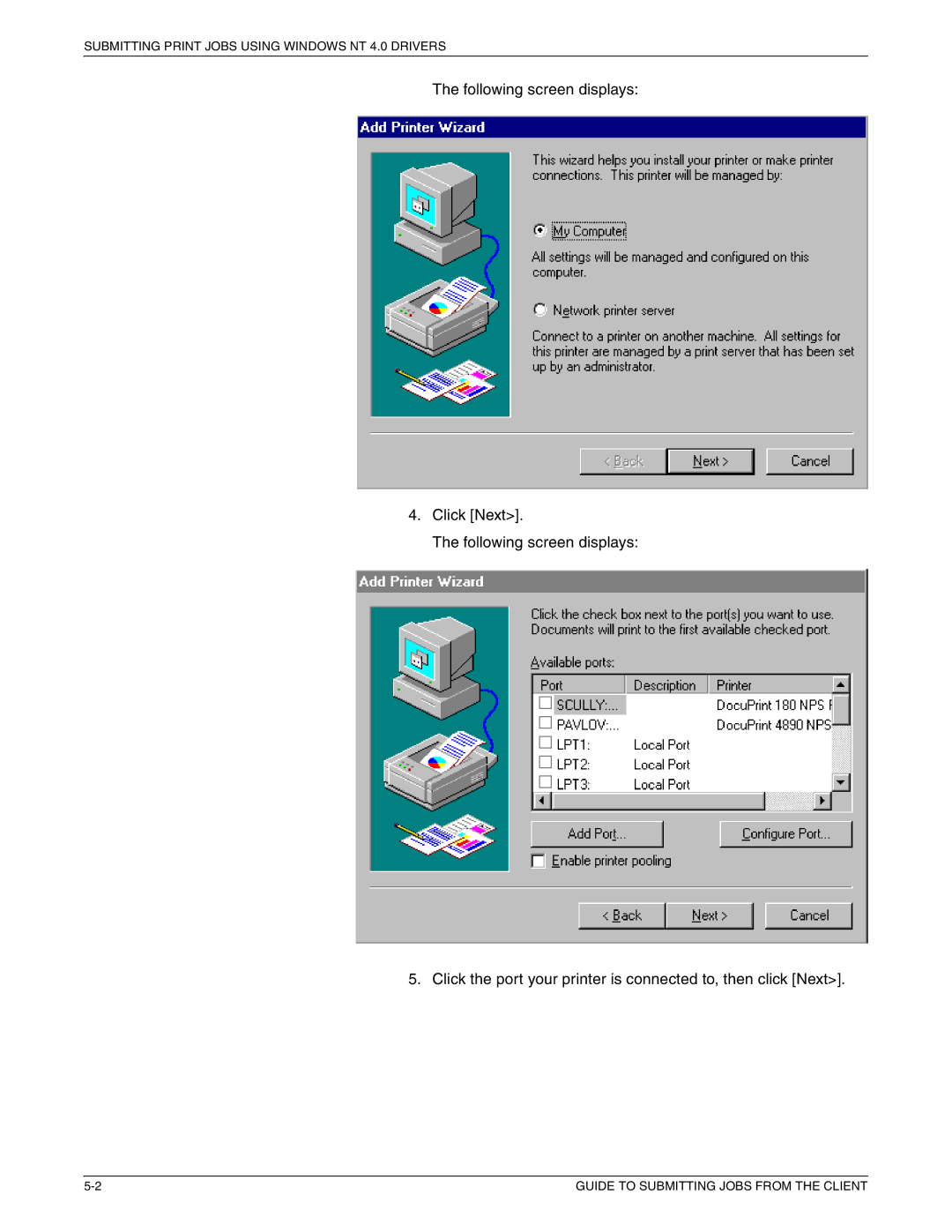 Xerox 721P87481 manual Submitting Print Jobs Using Windows NT 4.0 Drivers 