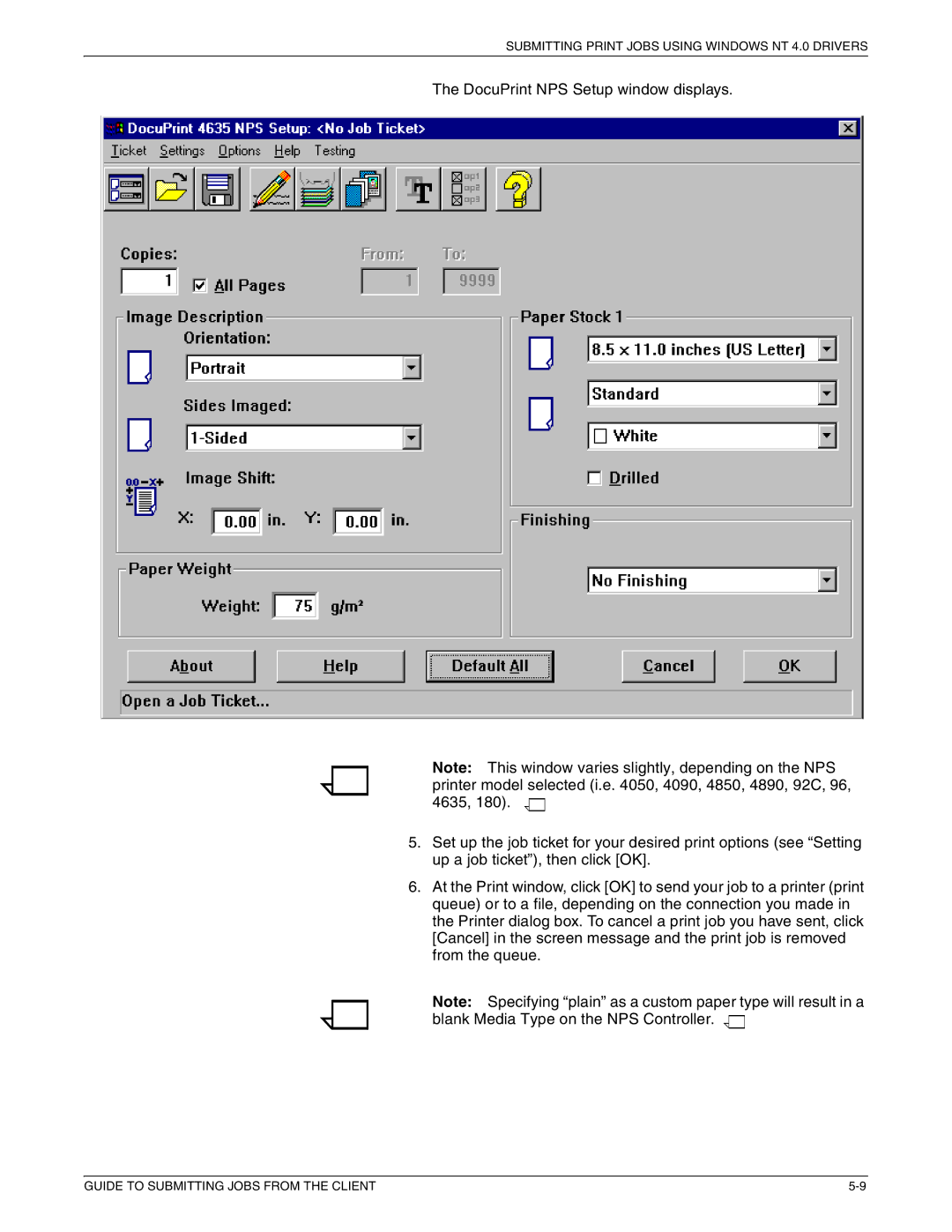 Xerox 721P87481 manual Submitting Print Jobs Using Windows NT 4.0 Drivers 