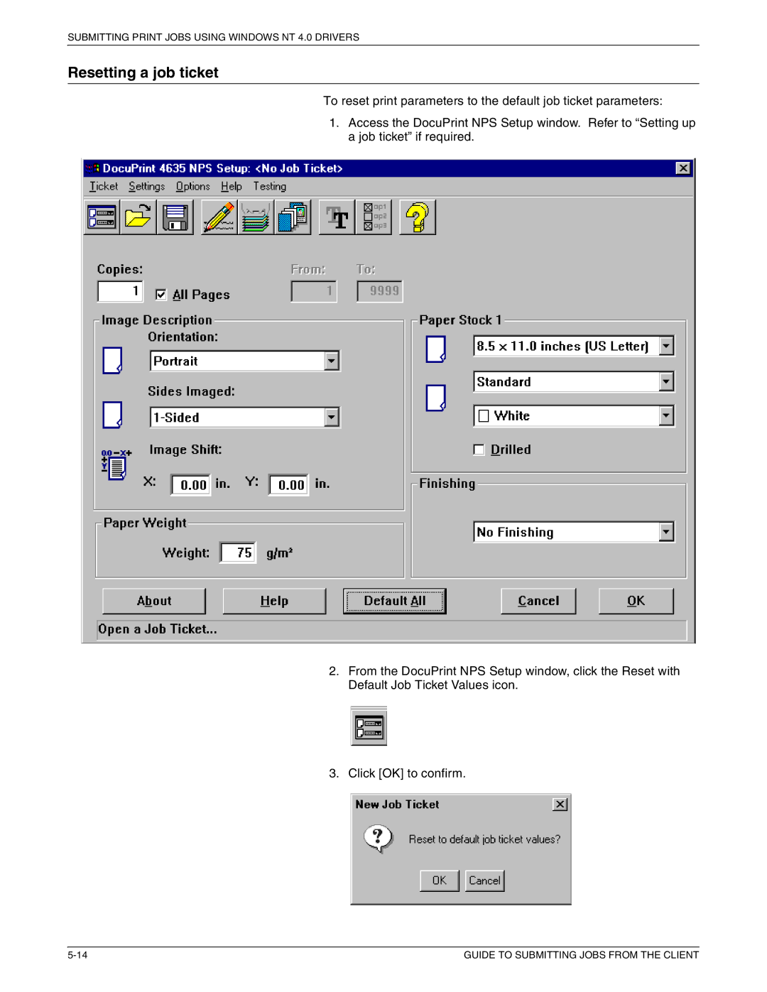 Xerox 721P87481 manual Resetting a job ticket 