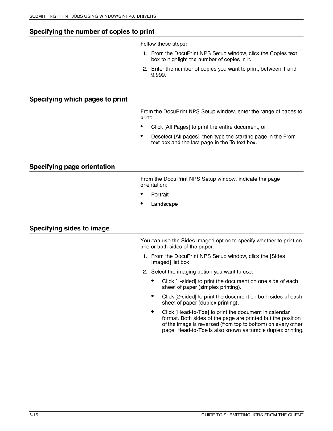 Xerox 721P87481 Specifying the number of copies to print, Specifying which pages to print, Specifying page orientation 