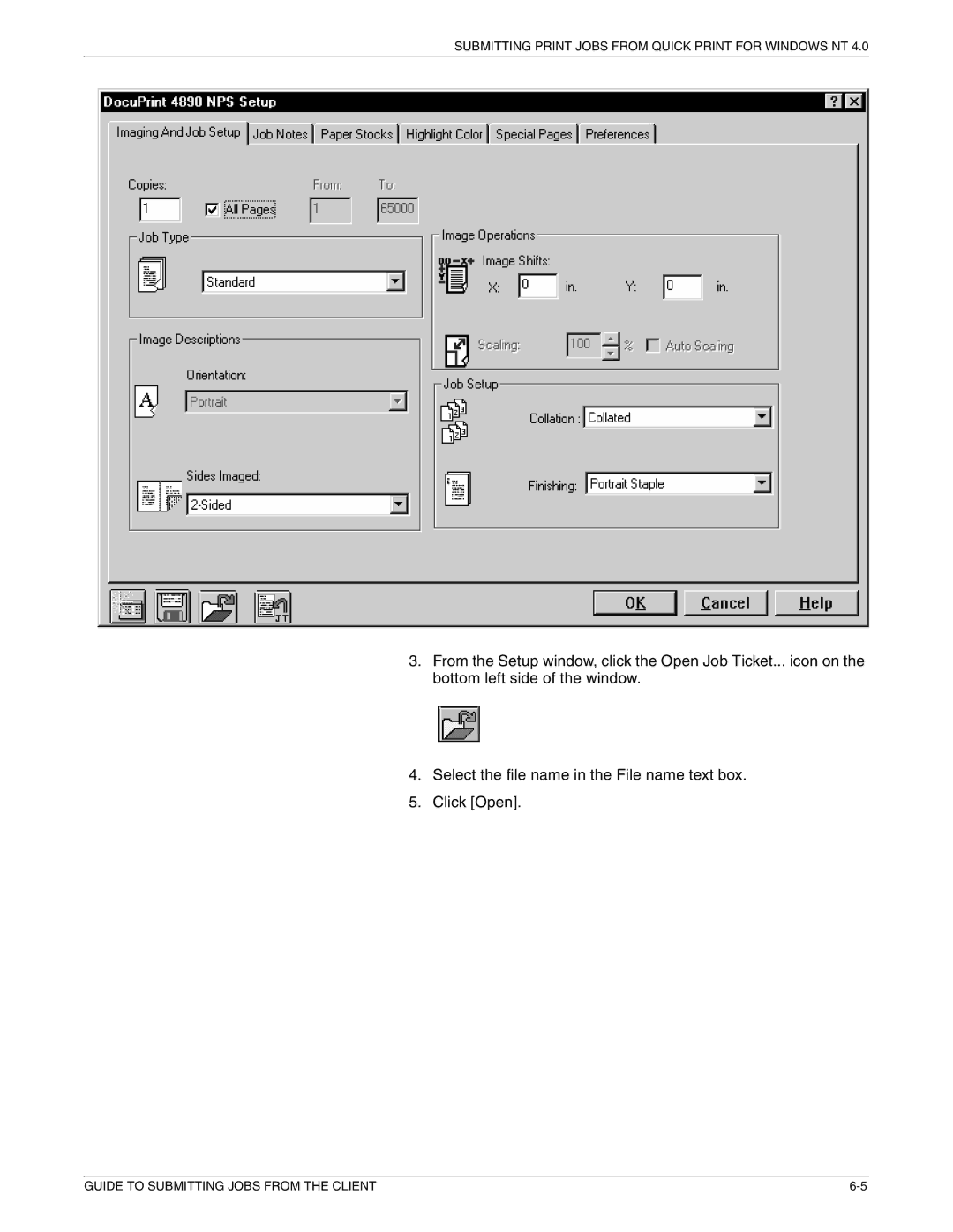 Xerox 721P87481 manual Submitting Print Jobs from Quick Print for Windows NT 