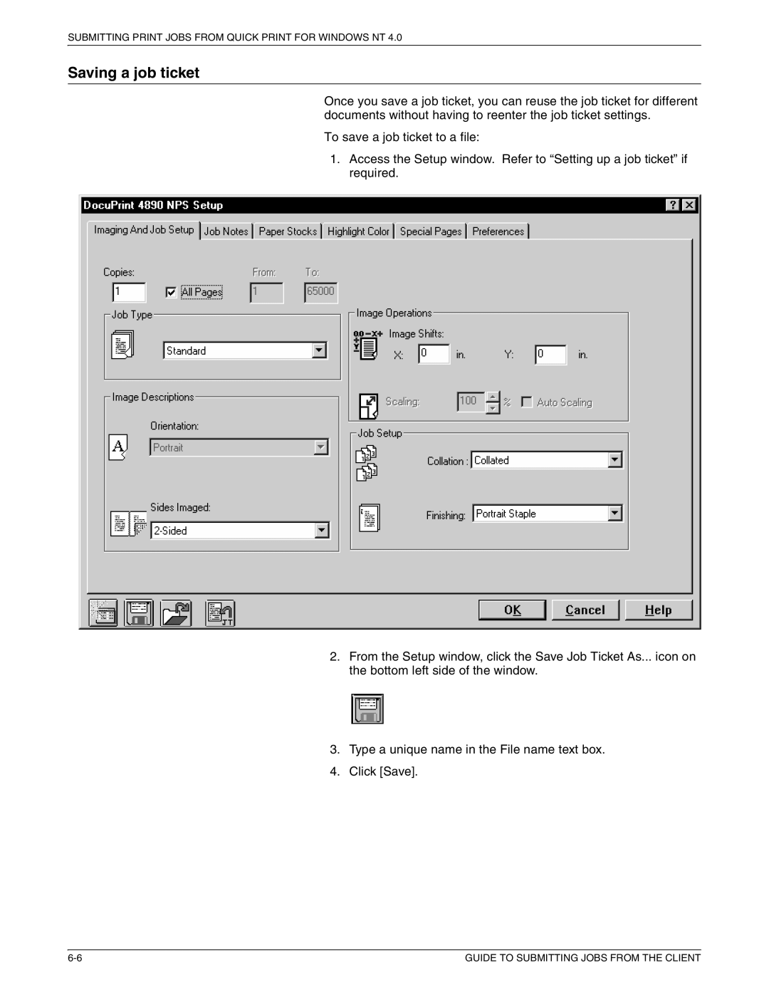 Xerox 721P87481 manual Saving a job ticket 