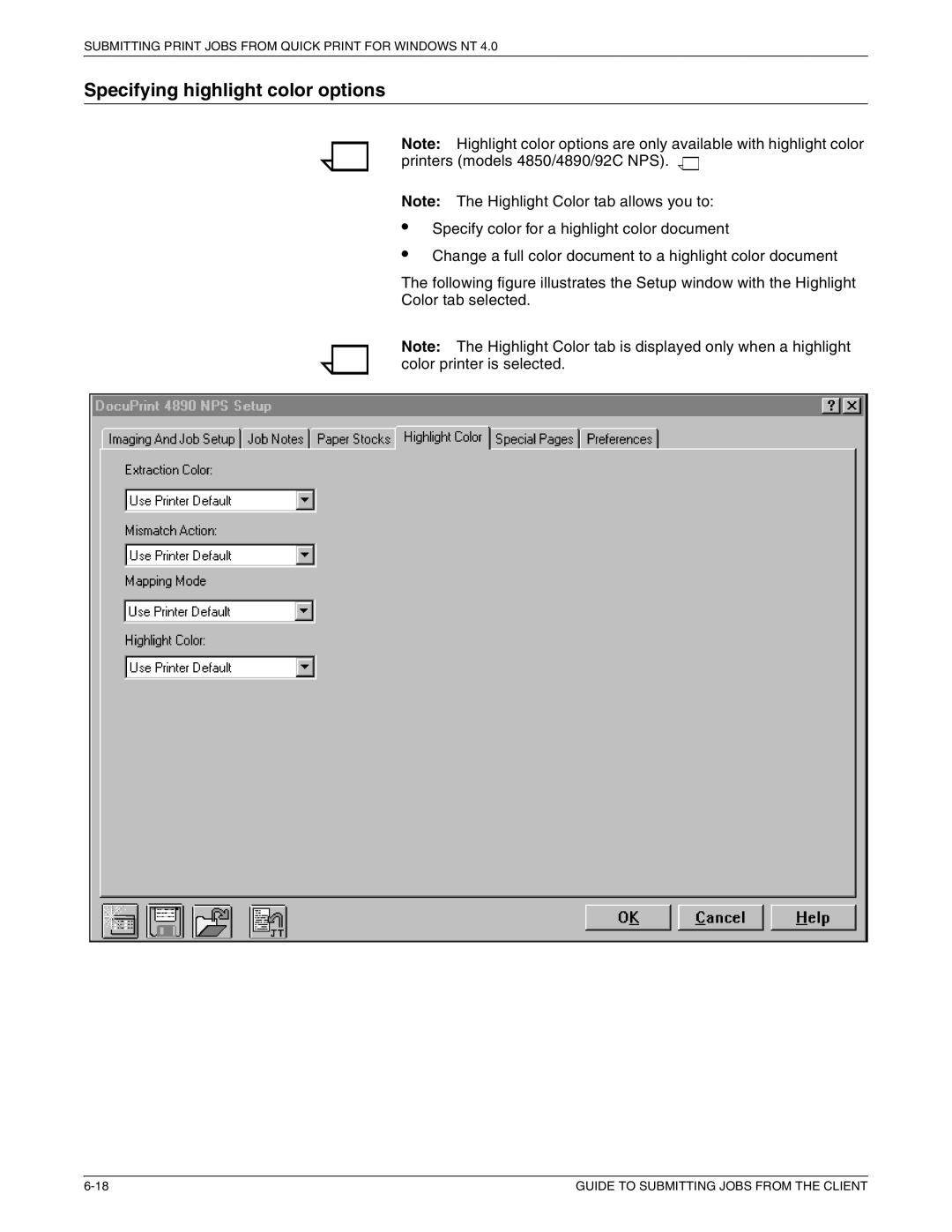 Xerox 721P87481 manual Specifying highlight color options 