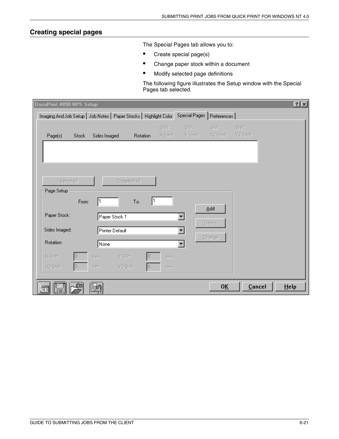 Xerox 721P87481 manual Creating special pages 