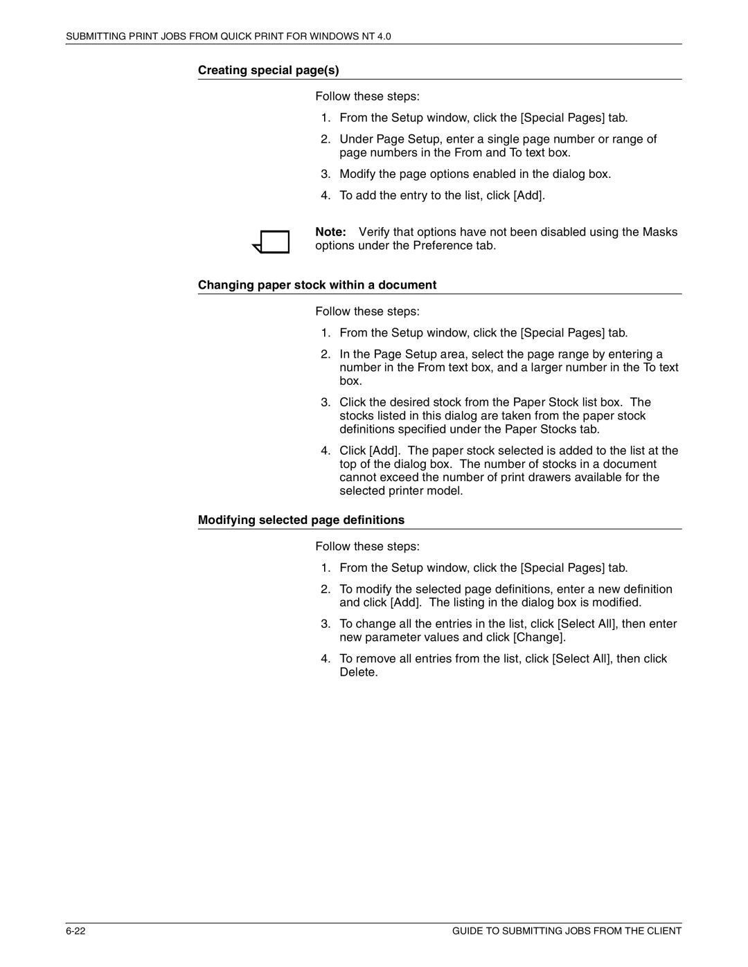 Xerox 721P87481 manual Creating special pages, Changing paper stock within a document, Modifying selected page definitions 