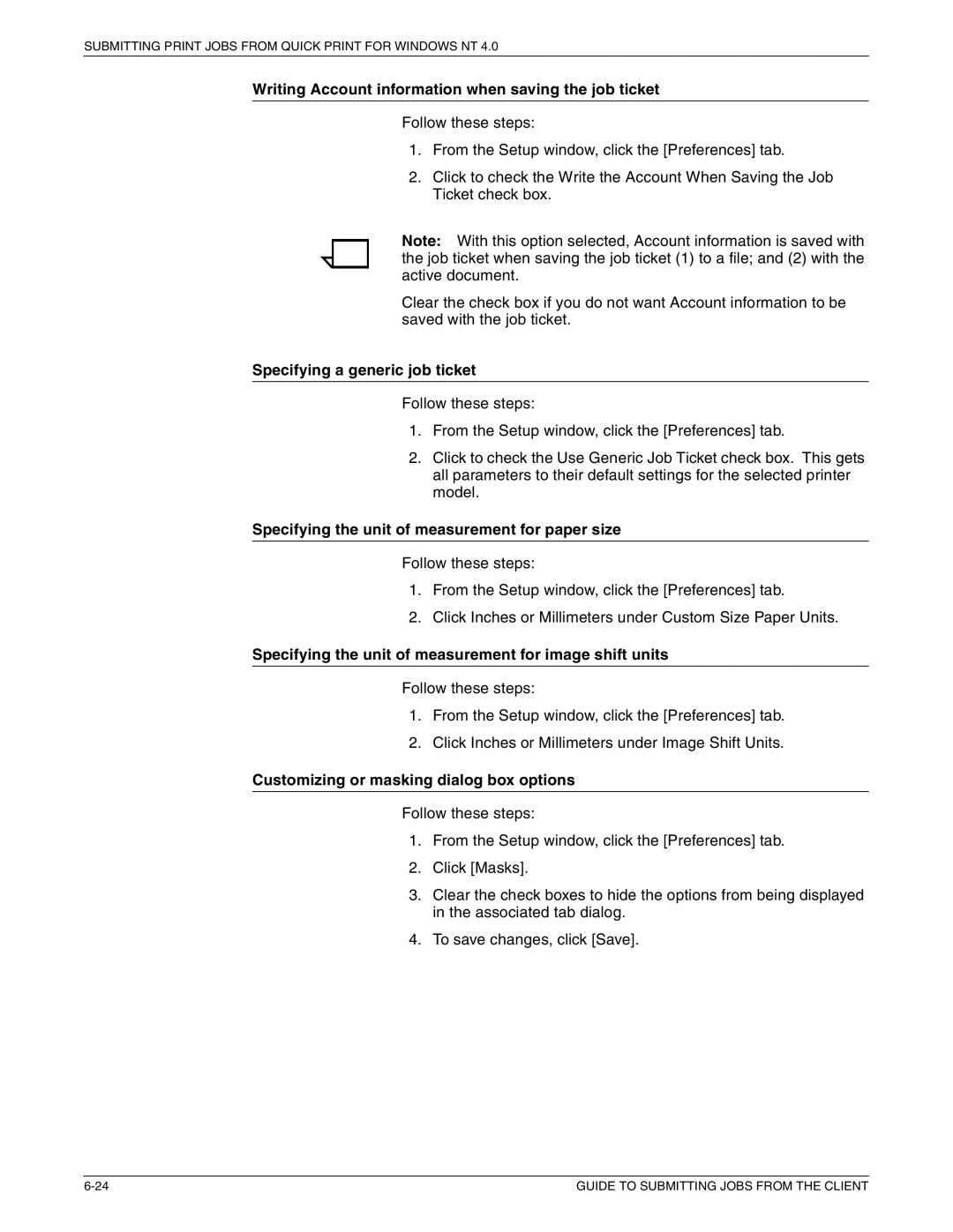 Xerox 721P87481 manual Writing Account information when saving the job ticket, Specifying a generic job ticket 