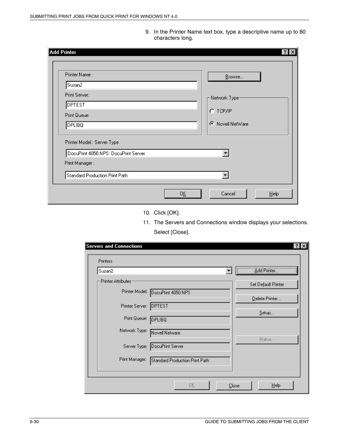 Xerox 721P87481 manual Submitting Print Jobs from Quick Print for Windows NT 