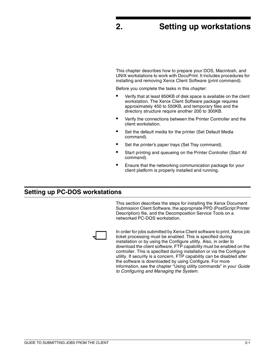 Xerox 721P87481 manual Setting up workstations, Setting up PC-DOS workstations 