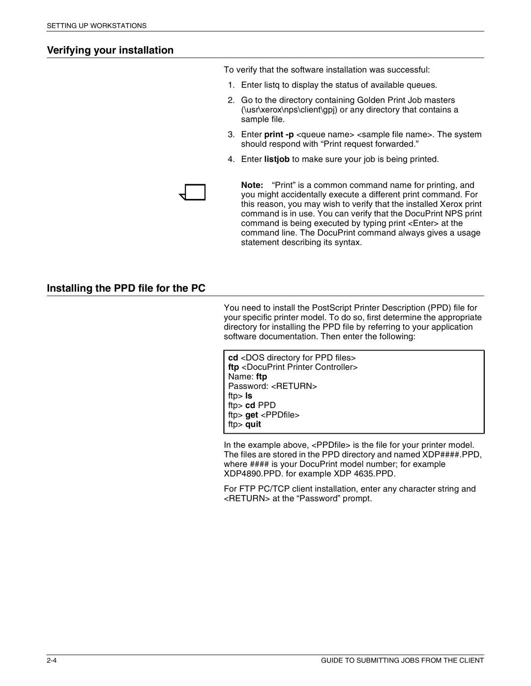 Xerox 721P87481 manual Verifying your installation, Installing the PPD file for the PC 