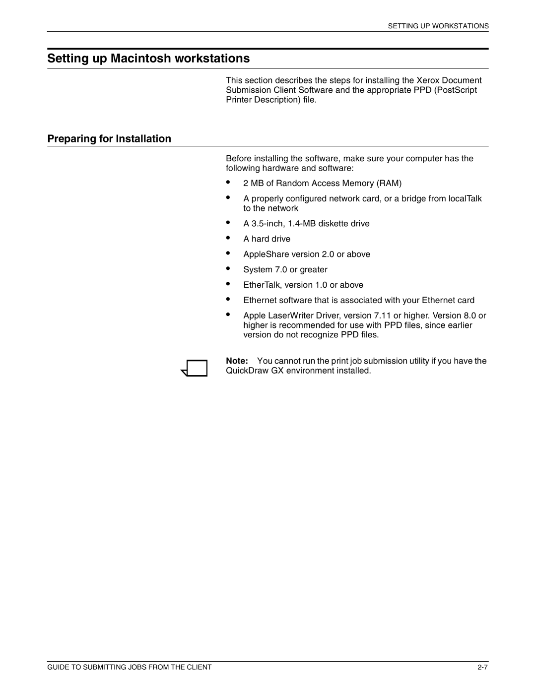 Xerox 721P87481 manual Setting up Macintosh workstations, Preparing for Installation 