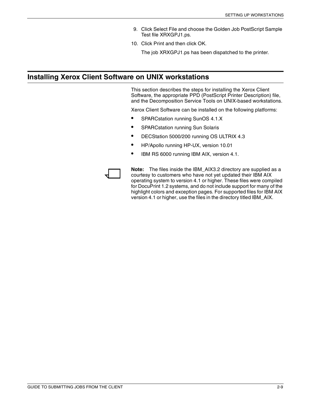 Xerox 721P87481 manual Installing Xerox Client Software on Unix workstations 