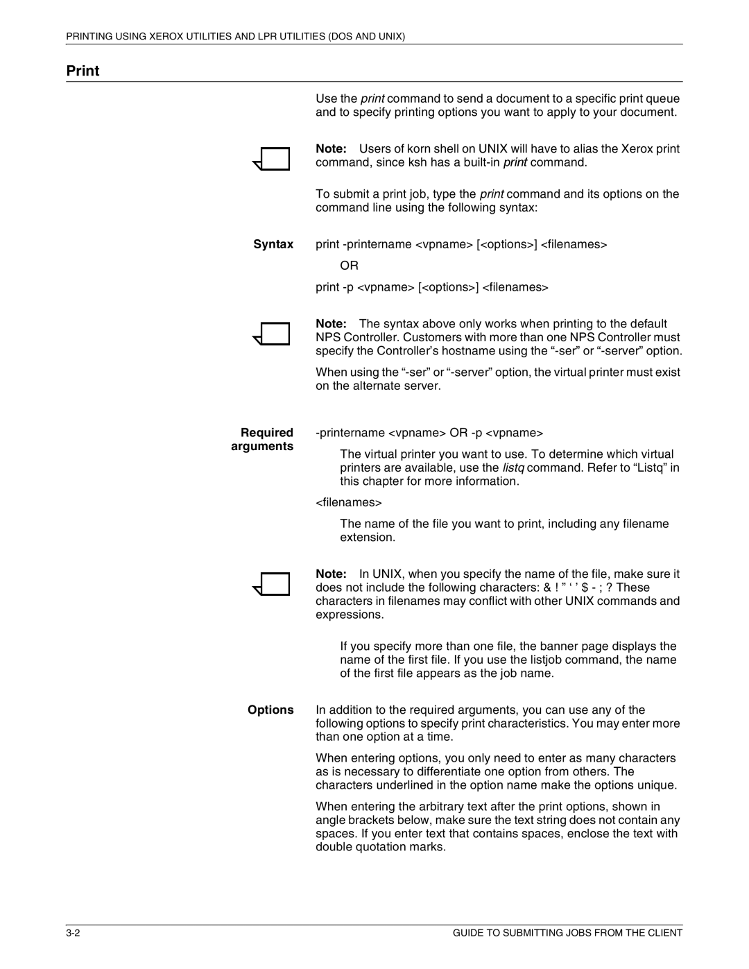 Xerox 721P87481 manual Print, Arguments 