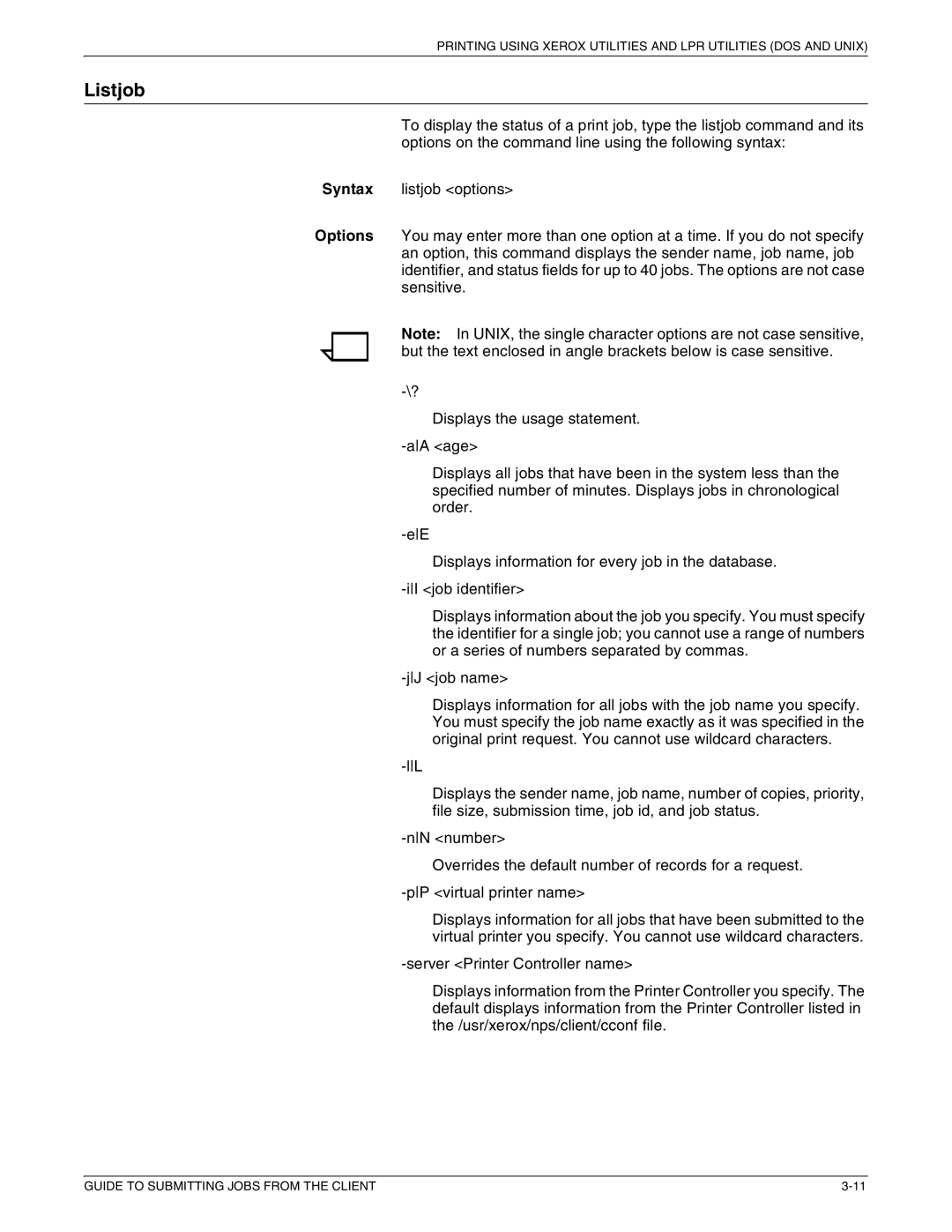 Xerox 721P87481 manual Listjob 