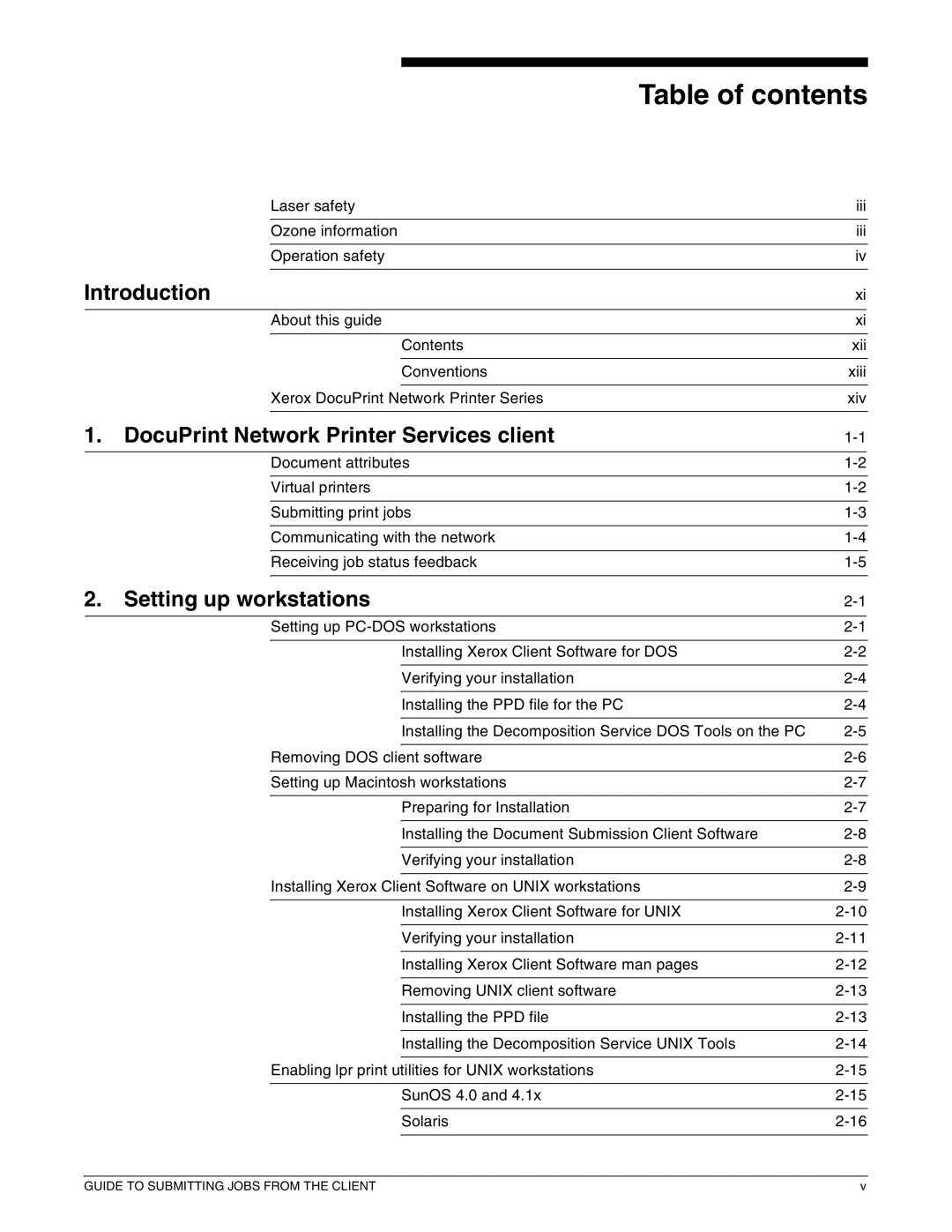 Xerox 721P87481 manual Table of contents 