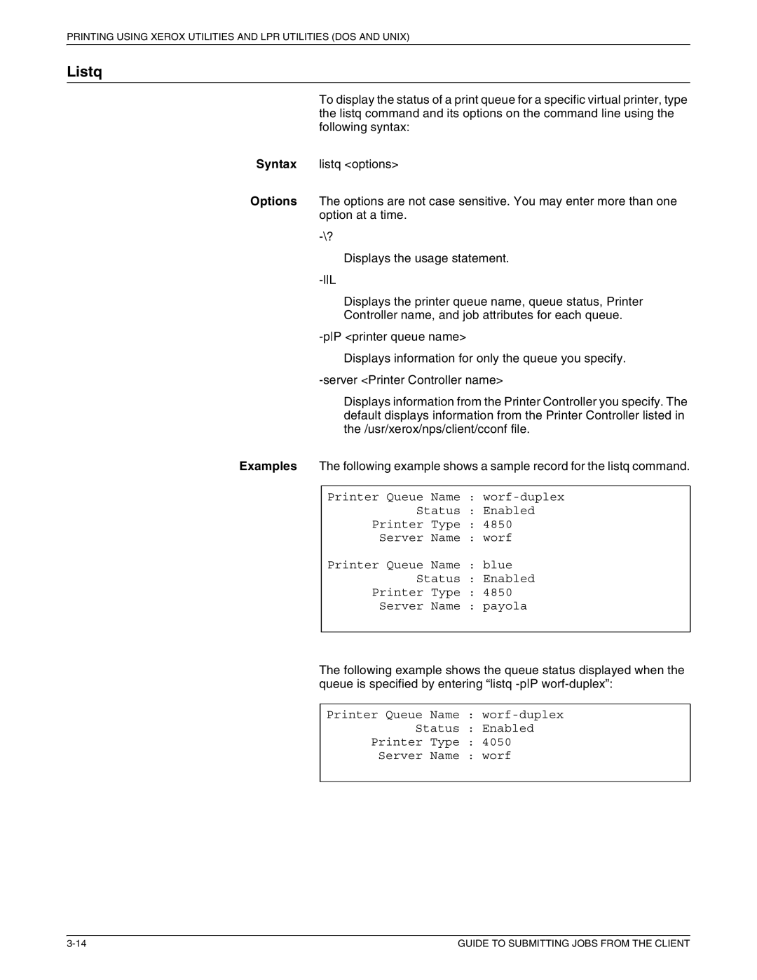 Xerox 721P87481 manual Listq 