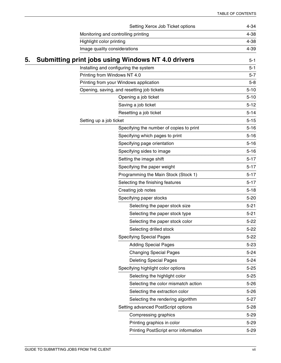 Xerox 721P87481 manual Submitting print jobs using Windows NT 4.0 drivers 