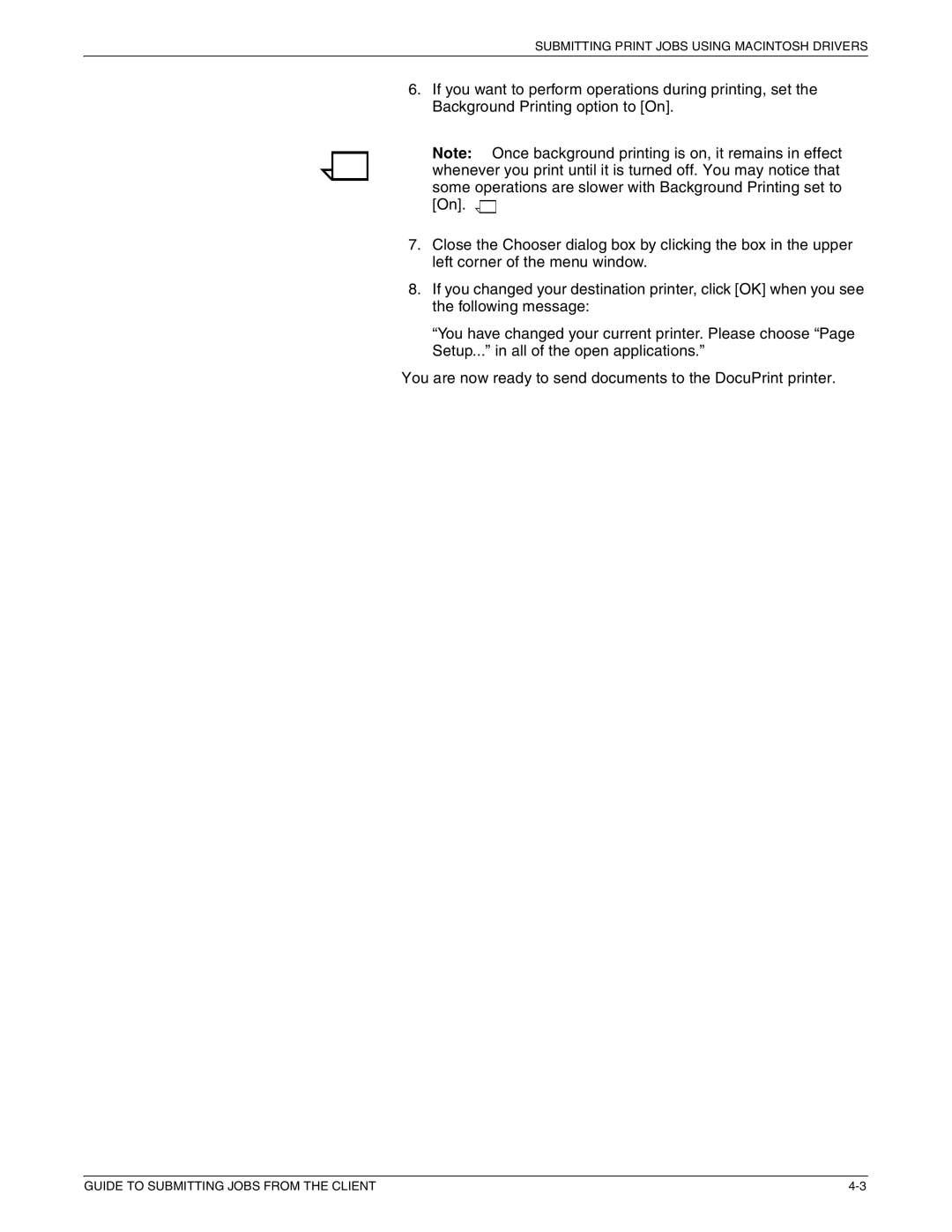 Xerox 721P87481 manual Submitting Print Jobs Using Macintosh Drivers 