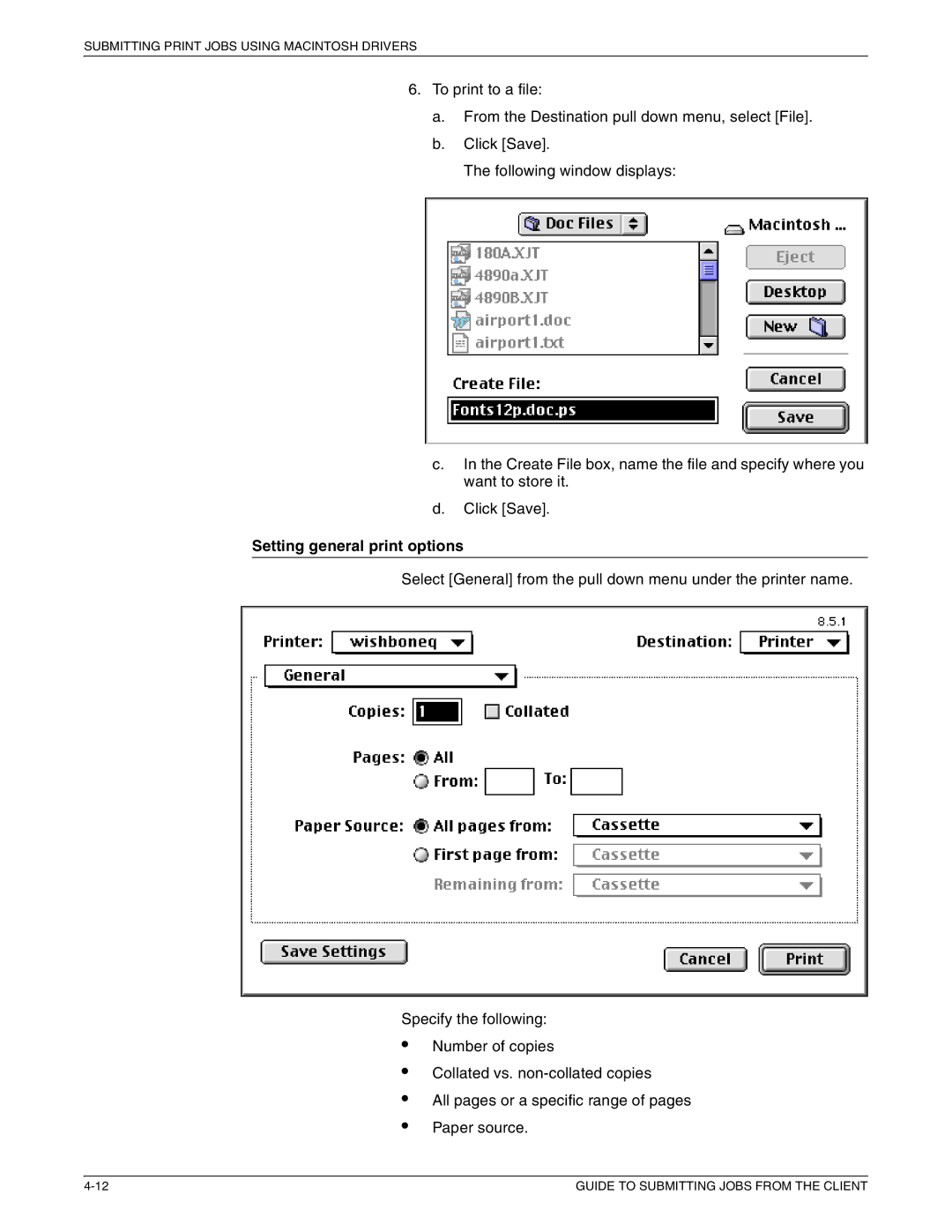 Xerox 721P87481 manual Setting general print options 