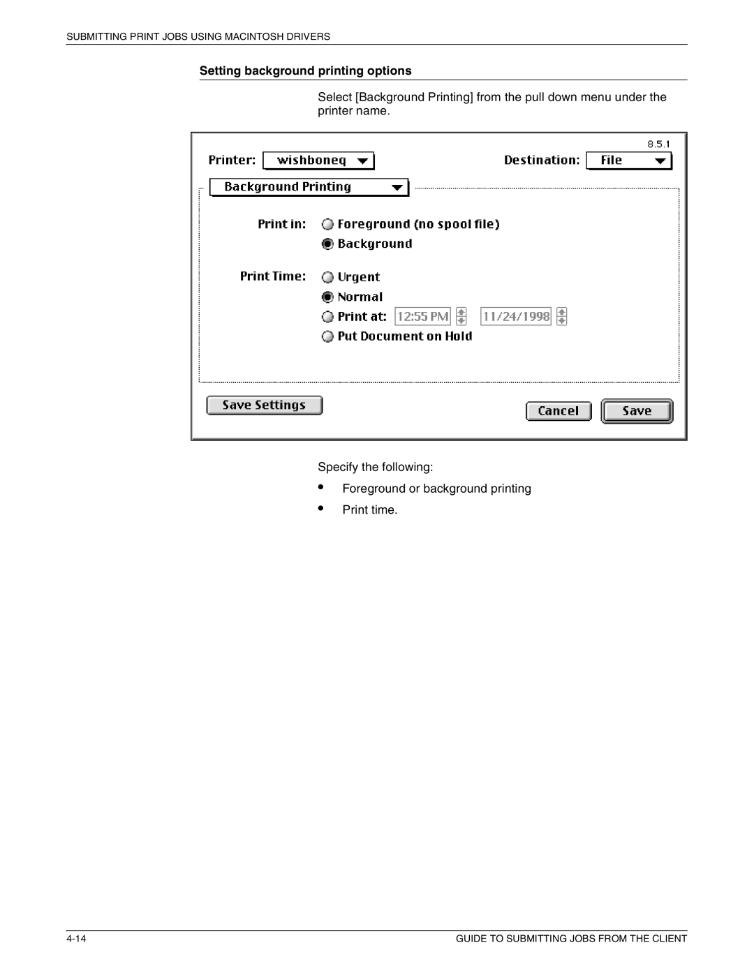 Xerox 721P87481 manual Setting background printing options 