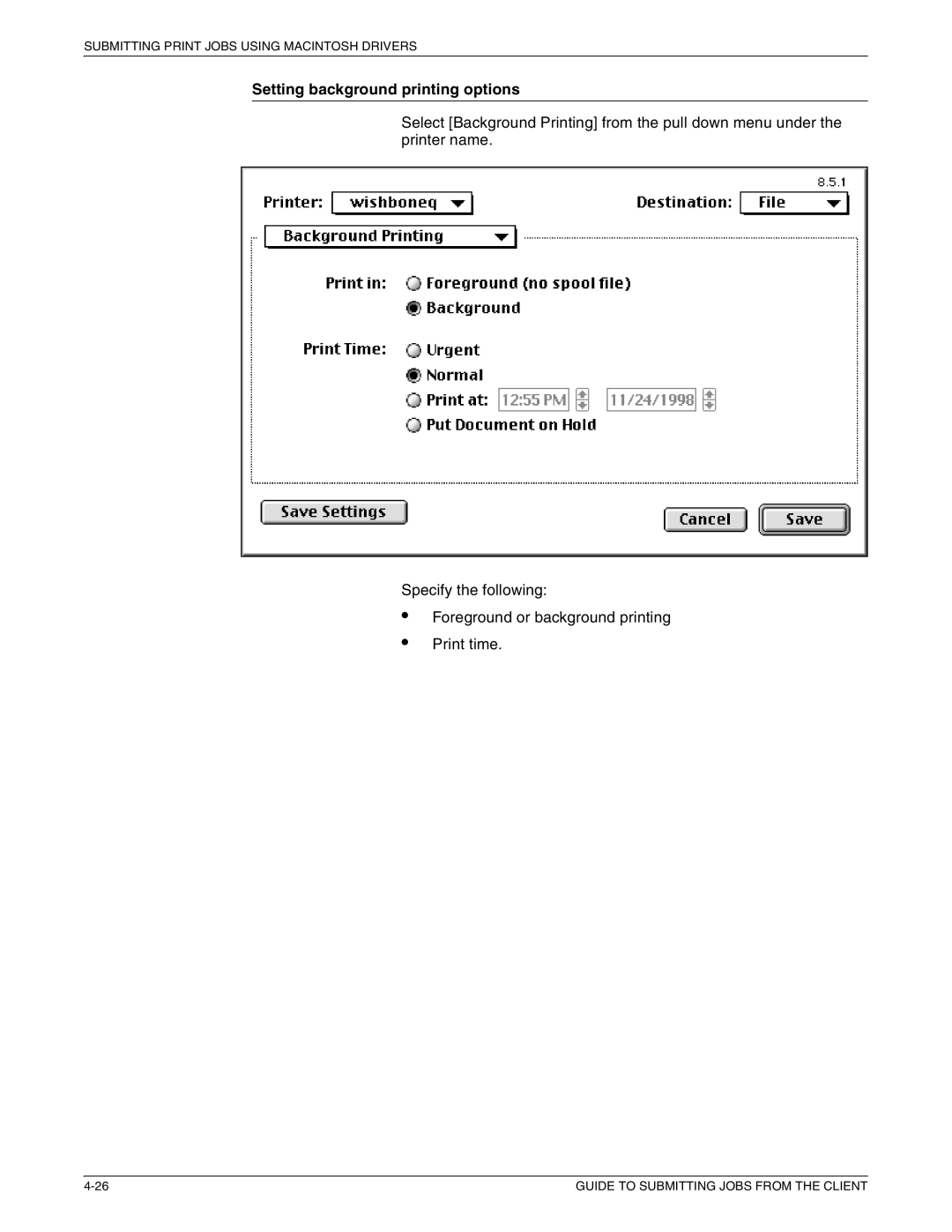 Xerox 721P87481 manual Setting background printing options 