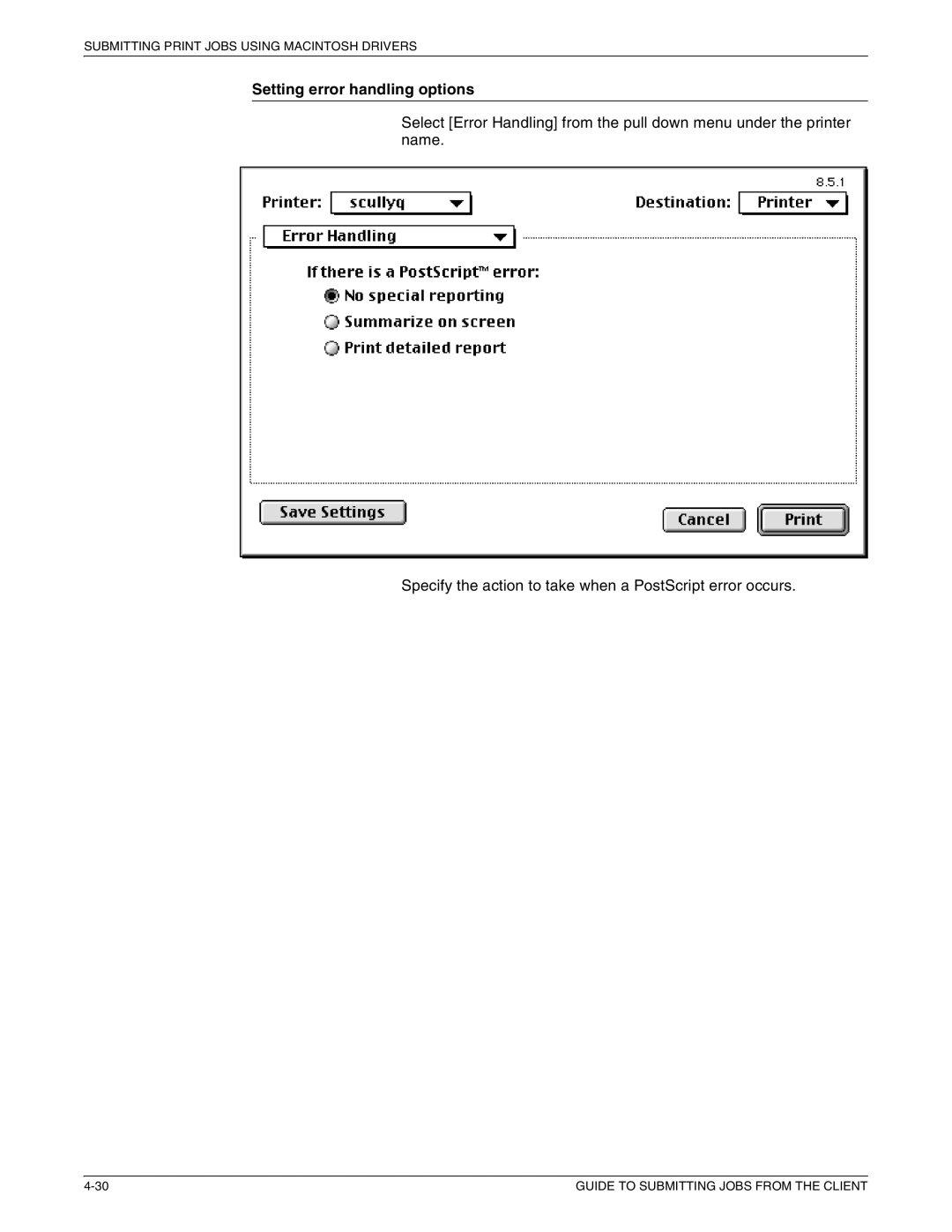 Xerox 721P87481 manual Setting error handling options 