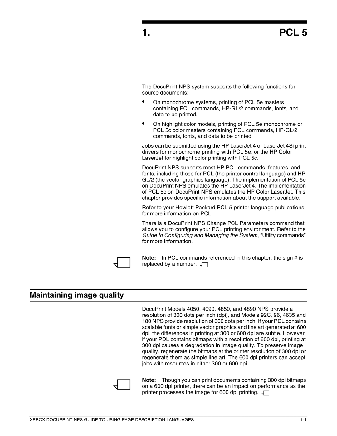 Xerox 721P87491 manual Pcl, Maintaining image quality 