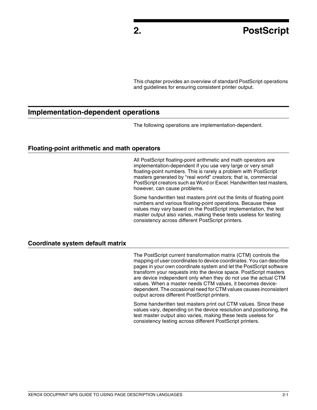 Xerox 721P87491 manual Implementation-dependent operations, Floating-point arithmetic and math operators 