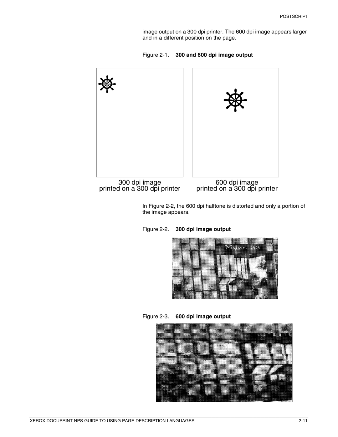 Xerox 721P87491 manual Dpi image Printed on a 300 dpi printer 