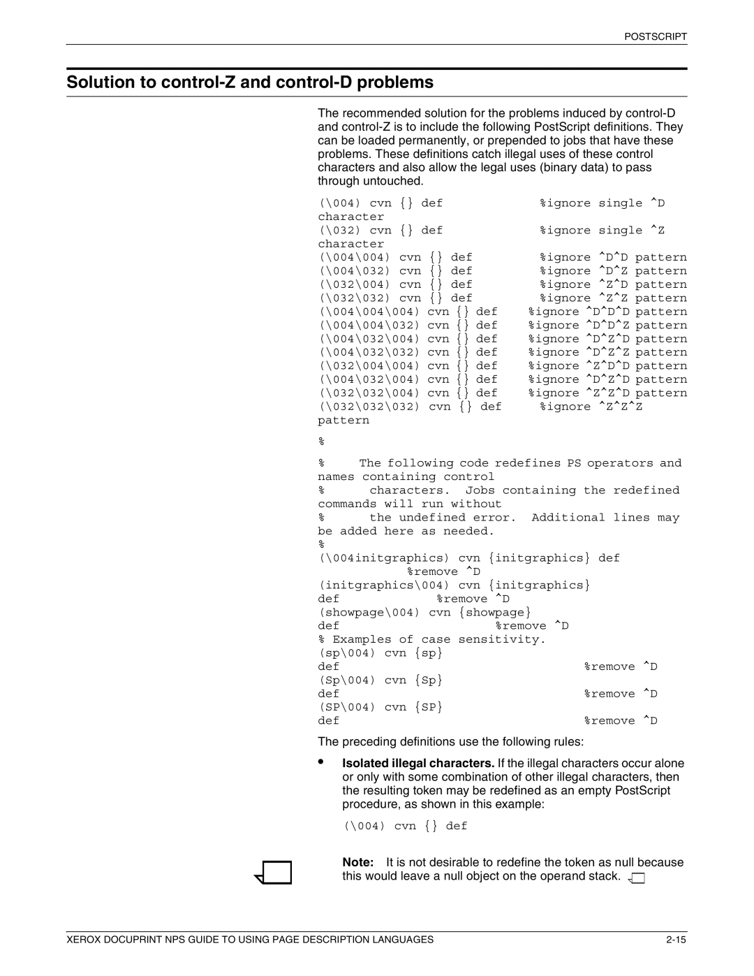 Xerox 721P87491 manual Solution to control-Z and control-D problems 