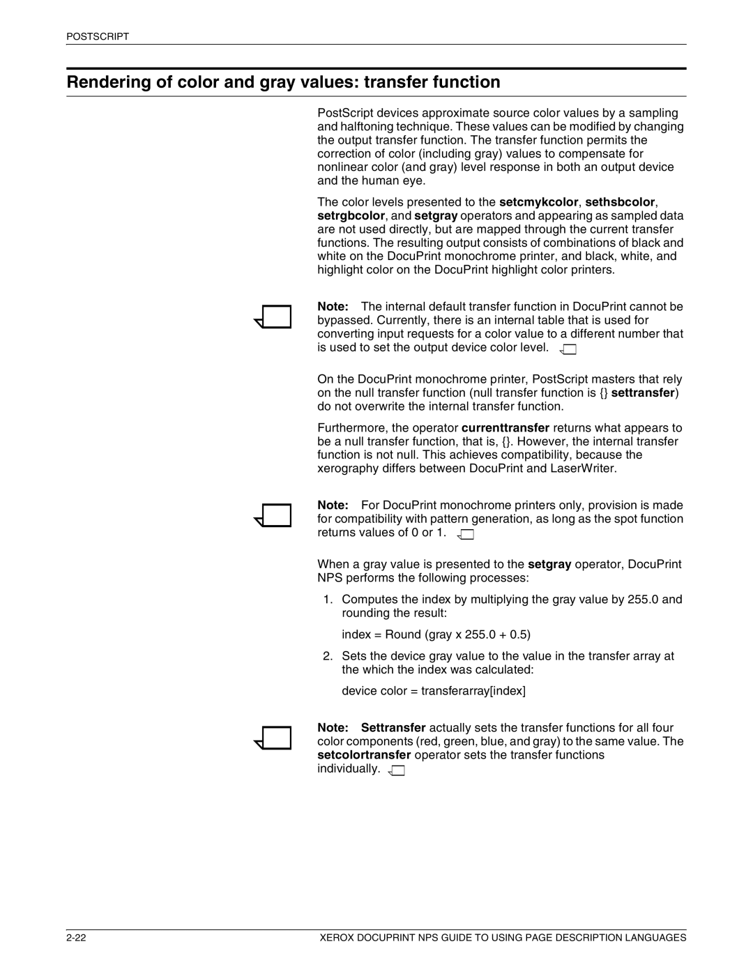 Xerox 721P87491 manual Rendering of color and gray values transfer function 